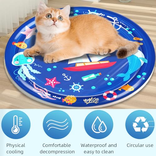 Qpets® Inflatable Pet Cooling Water Pad 25.6 Thicken PVC Cartoon Mat for Dogs Cats Summer Self-Cooling Relief Bed with Water Fill Manual Air Pump Included Durable Scratch-Resistant Blue 2PCS Qpets® Inflatable Pet Cooling Water Pad 25.6 Thicken PVC Cartoon Mat for Dogs Cats Summer Self-Cooling Relief Bed with Water Fill Manual Air Pump Included Durable Scratch-Resistant Blue 2PCS